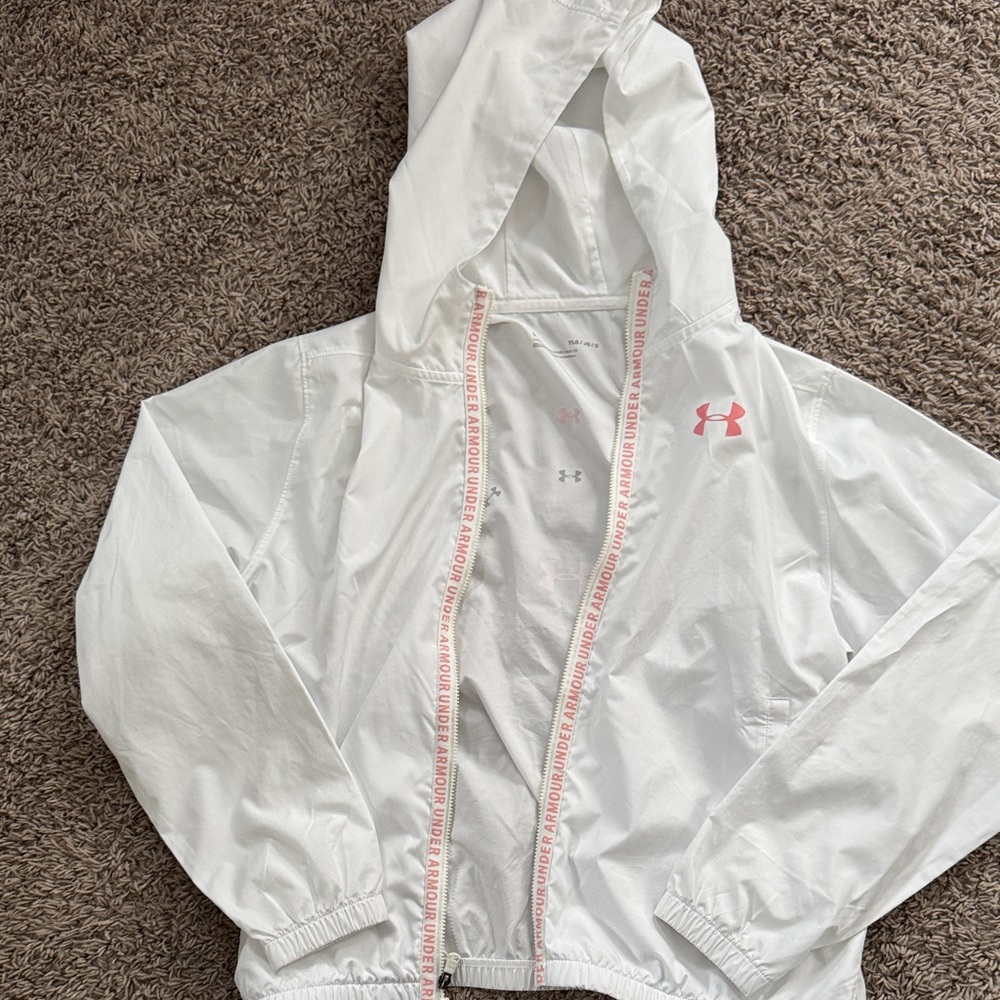 Under Armour Kids White and Pink Coat